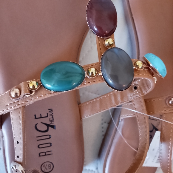 Rouge Helium Women's Sandals with Multicolor Beads - Picture 2 of 2